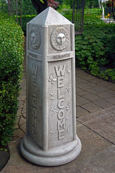 Four-Sided Welcome Obelisk Summer butterflies Sun Property markers